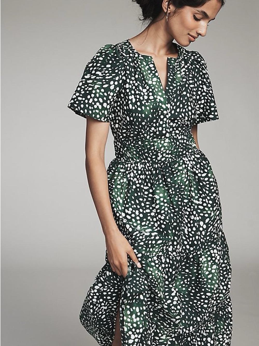 NWT Anthropologie The Somerset Maxi Dress in Green Dot